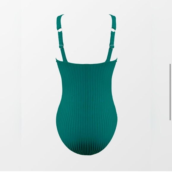 NWOT CUPSHE Green Ribbed 1PC Cut-Out Criss Cross Front SZ: S - Picture 7 of 8